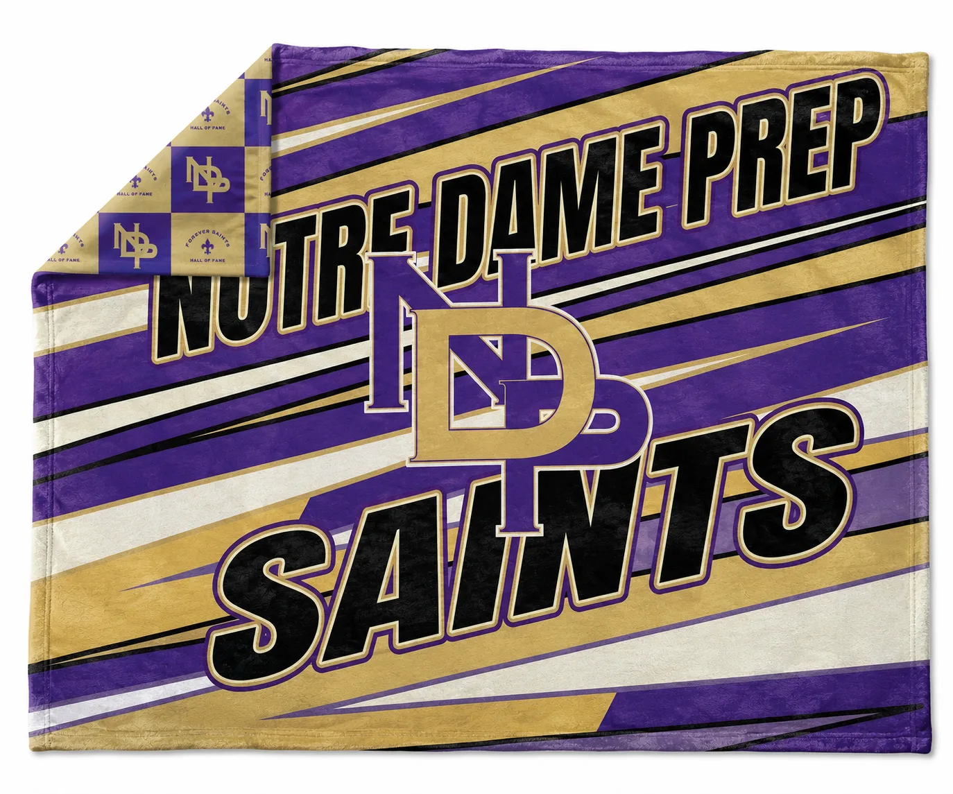 Notre Dame Prep Saints Lux blanket — double-sided print